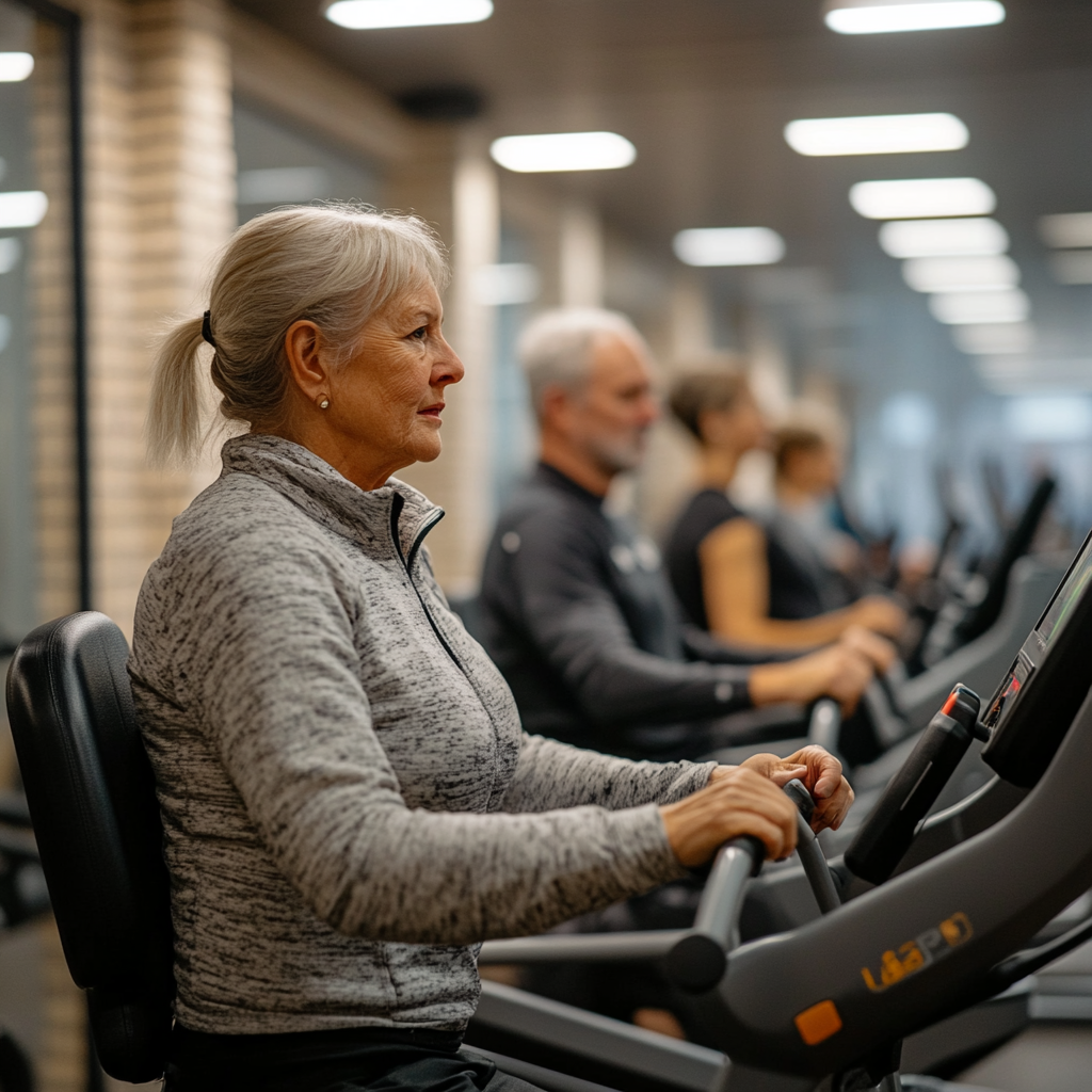 Спортивна зала з сучасним обладнанням та атлетами під час тренування